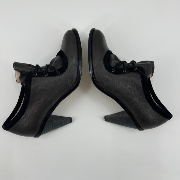 Plenty by Tracy Reese Wayne Gray Leather Retro Lace Up Heels Pumps - Picture 2 of 14